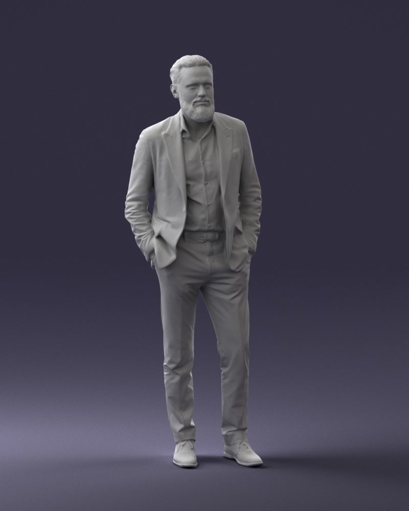 Older Bearded Male In Shirt And Jacket Figure
