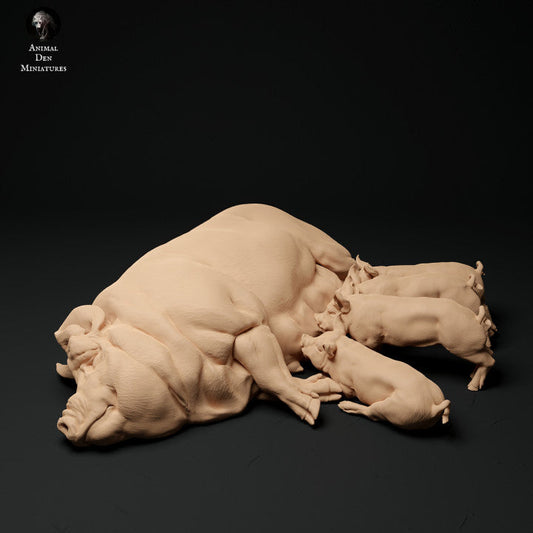 Adm2017 Berkshire Pig And Piglets Animal
