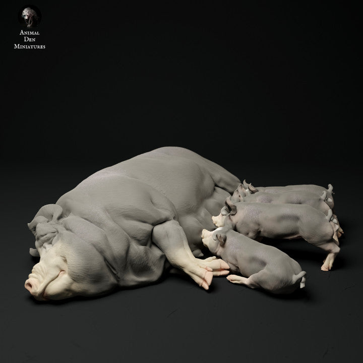 Adm2017 Berkshire Pig And Piglets Animal
