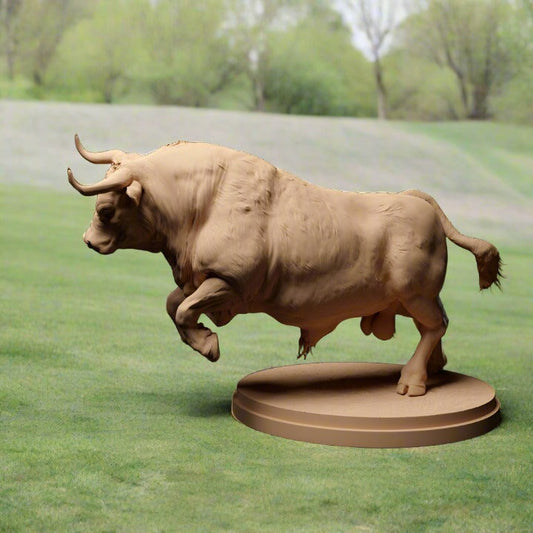Adm1014 Red-Devon-Bull-Charging Animal