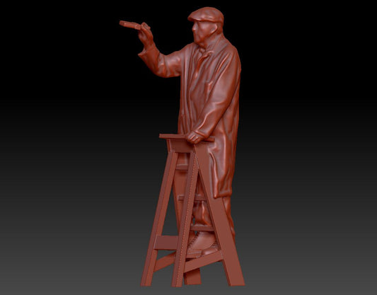 Dsp185 Older Male On Ladder Painting Figure