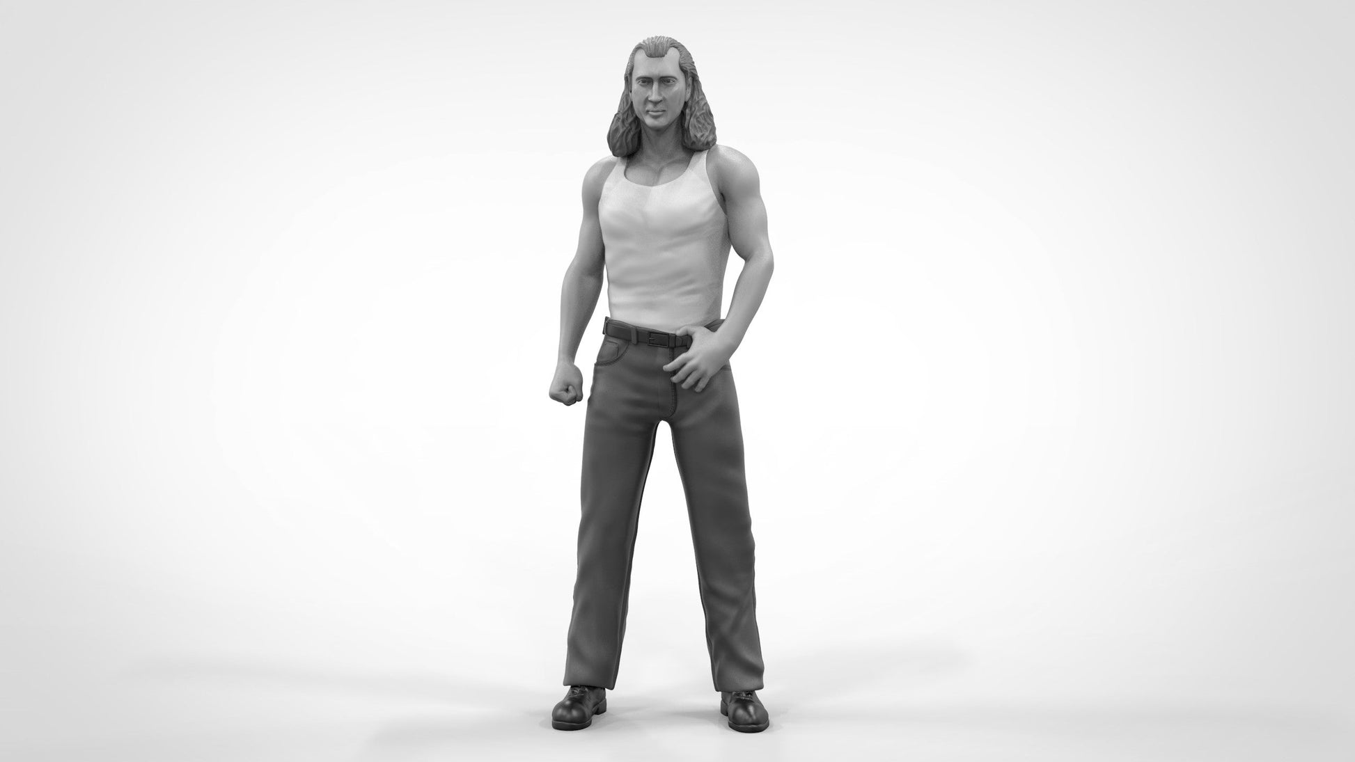 Nicolas In T-Shirt And Long Hair Figure
