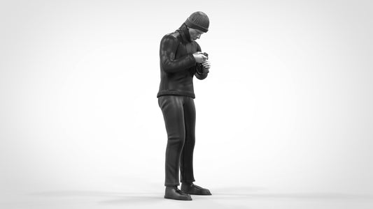 Male In Beanie Cap Checking Camera Figure