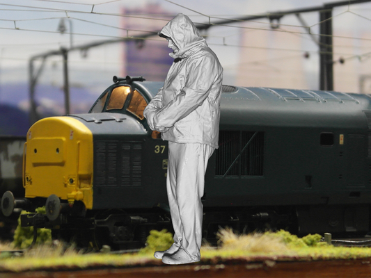 S3Ds0019 Male In Coat Holding Book Head Down Figure