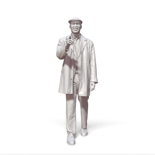 Walking Male In Coat Pointing Wearing Flat Cap Figure