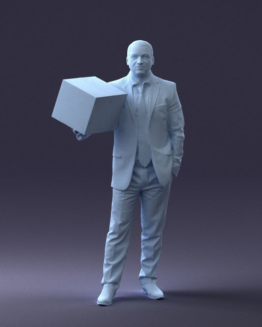 Smart Male With Box Figure