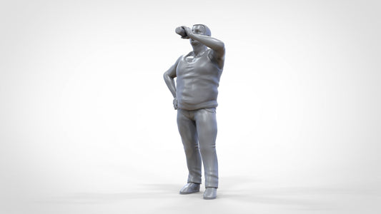 Large Male Drinking From Bottle/drunk Figure