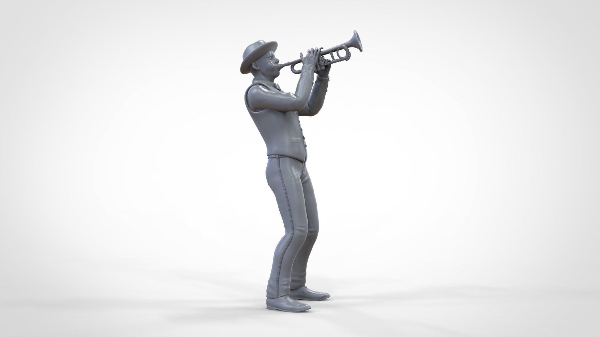 Male Playing Trumpet Figure