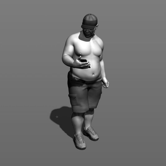 Large Male Bare Chested With Phone Figure