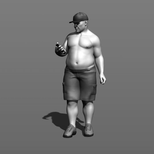 Large Male Bare Chested With Phone Figure