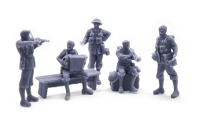 Ww1 British Soldiers Resting Playing Music Figure